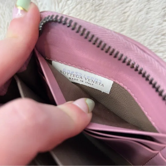 Bottega Veneta Nappa Intrecciato Pink Zippy Long Wallet Wallets